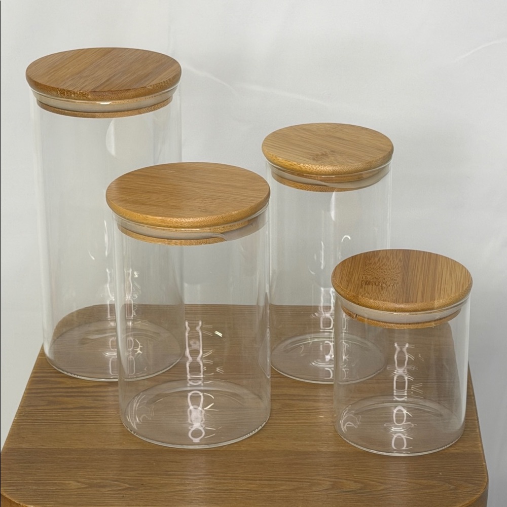 Glass Storage Jar Set with Bamboo Lids